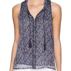 NEW $79 Lucky Brand Blue Print tank blouse small
